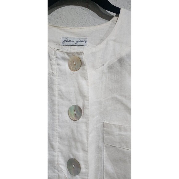 Vintage Jean Jones Shirt Chest Pockets Button Front Linen Top Lagenlook - Picture 3 of 11
